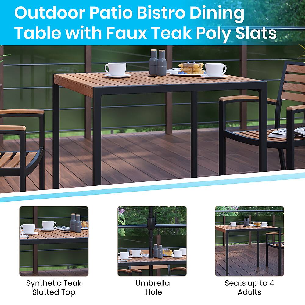 Alt View 15. Alamont Home - Lark Outdoor Square Modern  3 Piece Patio Set - Teak.
