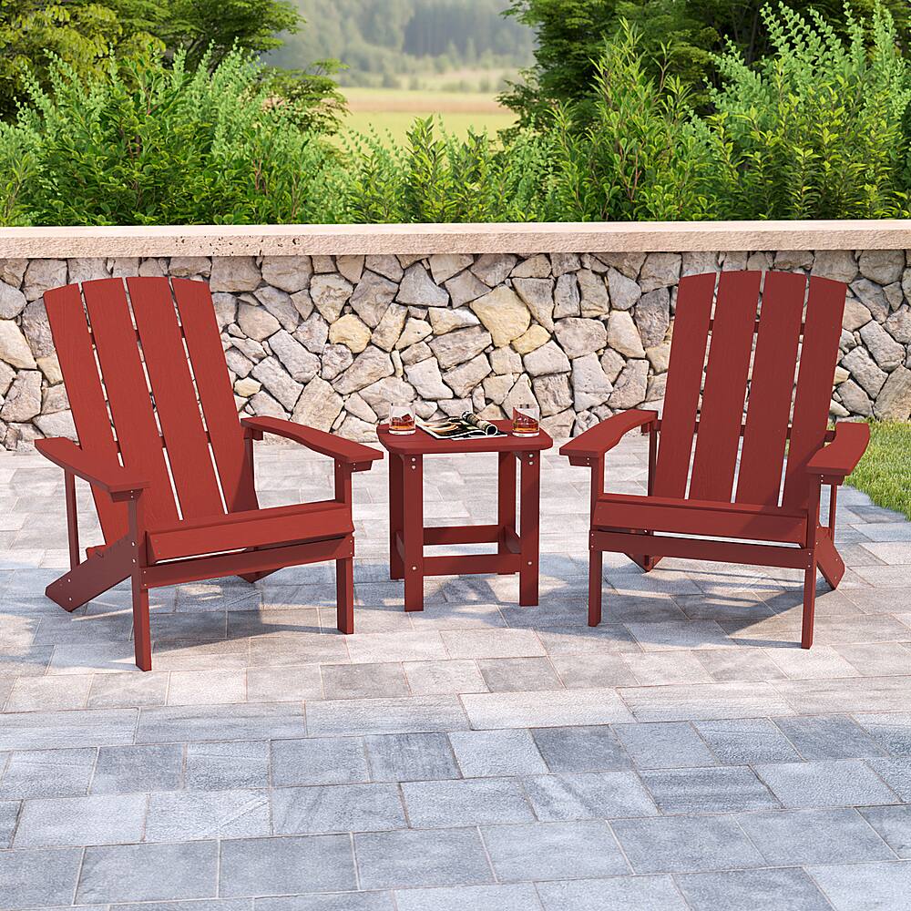 Alt View 11. Alamont Home - Charlestown Indoor/Outdoor Adirondack Style Side Table and 2 Chair Set in Red - Red.