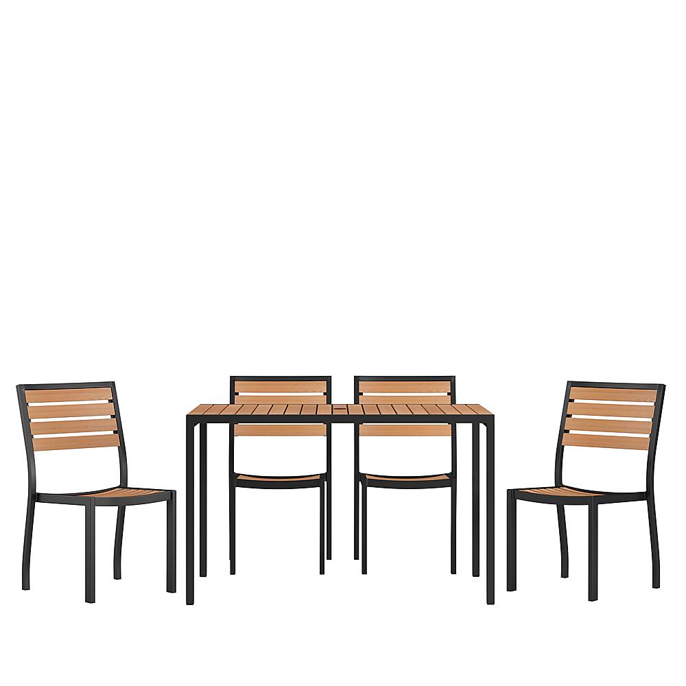 Alamont Home - Lark Outdoor Rectangle Modern 5 Piece Patio Set - Teak - Front_Zoom