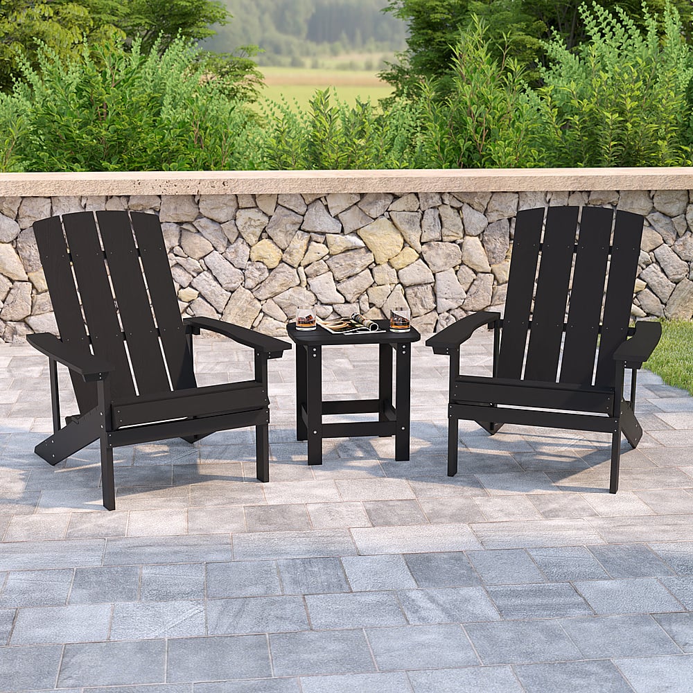Alt View 11. Alamont Home - Charlestown Indoor/Outdoor Adirondack Style Side Table and 2 Chair Set in Black - Black.