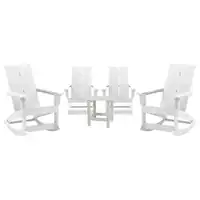 Alamont Home - Finn 4 Modern Dual Slat Poly Resin Adirondack Rocking Chairs with 1 Side Table - White - Front_Zoom