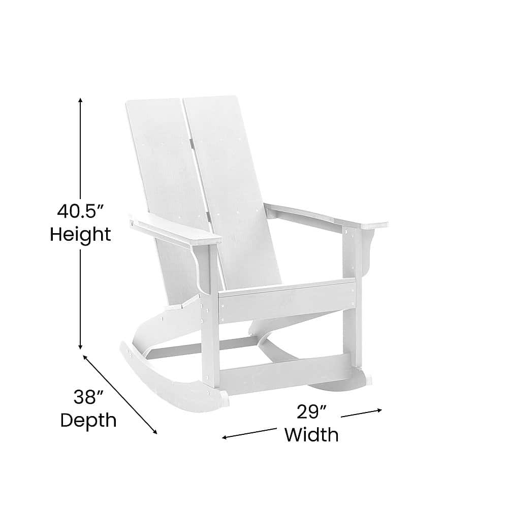 Alt View 13. Alamont Home - Finn 4 White Modern Dual Slat Poly Resin Adirondack Rocking Chairs with 1 Side Table - White.