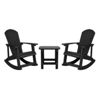 Flash Furniture - Savannah Set of 2 Poly Resin Adirondack Rocking Chairs with 1 Side Table in - Black - Front_Zoom