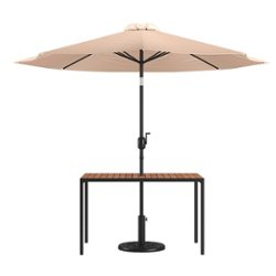 Flash Furniture - Lark Outdoor Rectangle Modern  3 Piece Patio Set - Tan - Front_Zoom