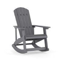 Flash Furniture - Savannah Adirondack Style Poly Resin Wood Rocking Chair for Indoor/Outdoor Use - Black - Light Gray - Front_Zoom