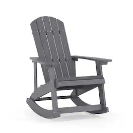 Alamont Home - Savannah Adirondack Style Poly Resin Wood Rocking Chair for Indoor/Outdoor Use - Black - Light Gray