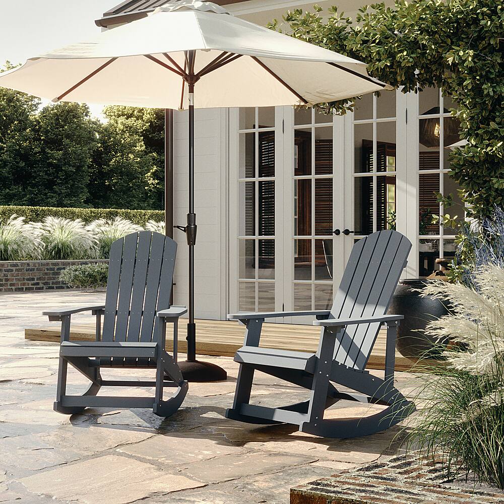 Alt View 14. Alamont Home - Savannah Adirondack Style Poly Resin Wood Rocking Chair for Indoor/Outdoor Use - Black - Light Gray.