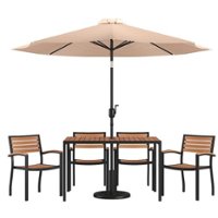 Flash Furniture - Lark Outdoor Rectangle Modern  7 Piece Patio Set - Tan - Front_Zoom
