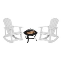Flash Furniture - Savannah Rocking Patio Chairs and Fire Pit - White - Front_Zoom