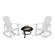 Front. Alamont Home - Savannah Set of 2 Poly Resin Adirondack Rocking Chairs with 22" Round Fire Pit - White.