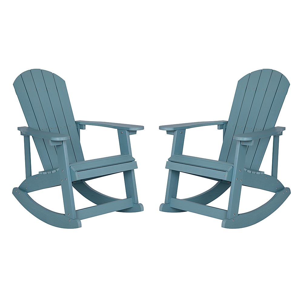 Front. Alamont Home - Savannah Adirondack Poly Resin Rocking Chairs for Indoor/Outdoor Use in Sea Foam - 2 Pack - Sea Foam.