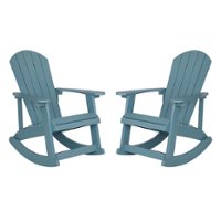 Flash Furniture - Savannah Adirondack Poly Resin Rocking Chairs for Indoor/Outdoor Use in - 2 Pack - Sea Foam - Front_Zoom