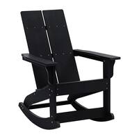 Alamont Home - Finn Modern 2-Slat Adirondack Poly Resin Rocking Chair for Indoor/Outdoor Use - Black - Front_Zoom