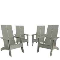 Flash Furniture - Sawyer Set of 4 Modern Dual Slat Back Indoor/Outdoor Adirondack Style Chairs - Gray - Front_Zoom