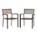 Front. Alamont Home - Lark Set of 2 Stackable All-Weather Black Aluminum Patio Chairs with Faux Teak Slats - Teak.