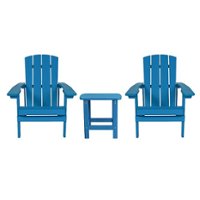 Flash Furniture - Charlestown Indoor/Outdoor Adirondack Style Side Table and 2 Chair Set in - Blue - Front_Zoom