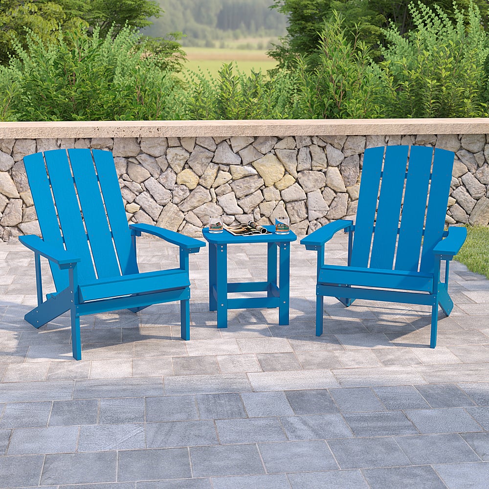 Alt View 11. Alamont Home - Charlestown Indoor/Outdoor Adirondack Style Side Table and 2 Chair Set in Blue - Blue.