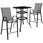 Front. Flash Furniture - Brazos Outdoor Square Modern Steel 3 Piece Patio Set - Gray.
