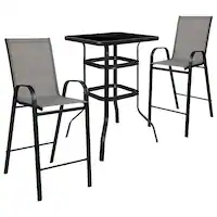 Alamont Home - Brazos Outdoor Square Modern Steel 3 Piece Patio Set - Gray - Front_Zoom