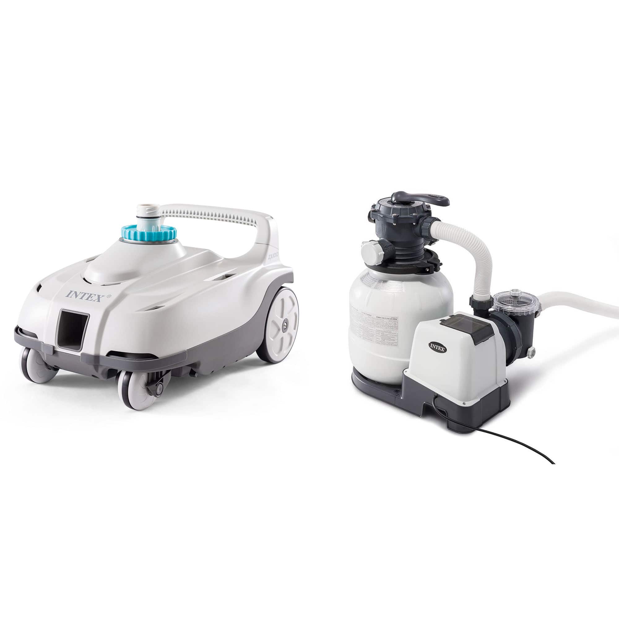 Intex - ZX100 Automatic Pressure Side Pool Cleaner with Pool Sand Filter Pump - White