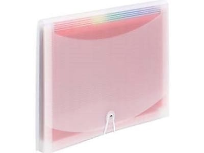 Front. Smead - Smead ColorVue Plastic Accordion File, Letter Size, 13-Pocket, Clear/Rainbow (70723) - Clear/Rainbow.