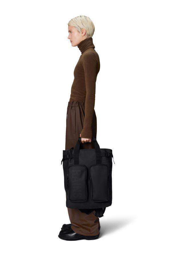Alt View 1. RAINS - Texel Tote Backpack - Black.