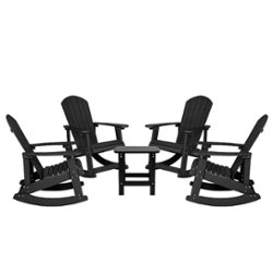 Flash Furniture - Savannah Outdoor Rectangle Cottage Resin 5 Piece Patio Set - Black - Front_Zoom