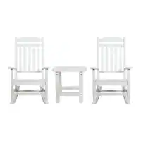Alamont Home - Winston Set of 2 Indoor/Outdoor Poly Resin Rocking Chairs with Side Table - White - Front_Zoom
