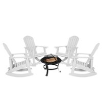 Flash Furniture - Savannah Rocking Patio Chairs and Fire Pit - White - Front_Zoom