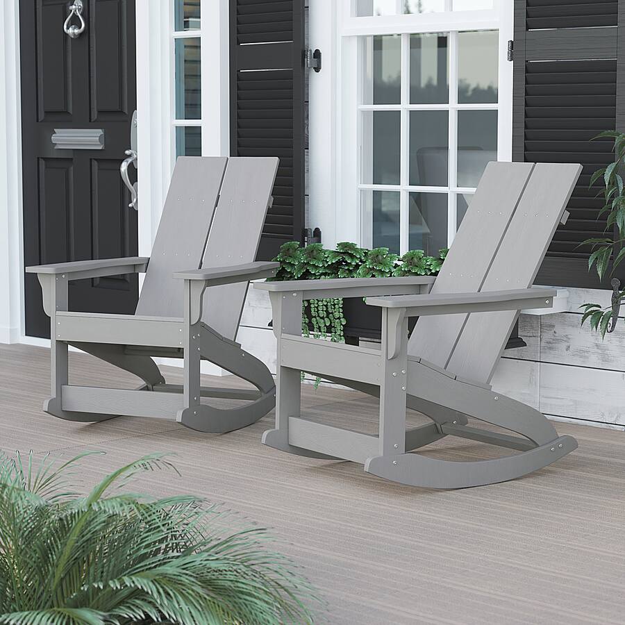 Alamont Home Finn Indoor/Outdoor modern 2 Slat Adirondack Poly Resin ...