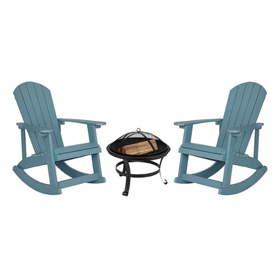 Front Zoom. Flash Furniture - Savannah Rocking Patio Chairs and Fire Pit - Sea Foam.