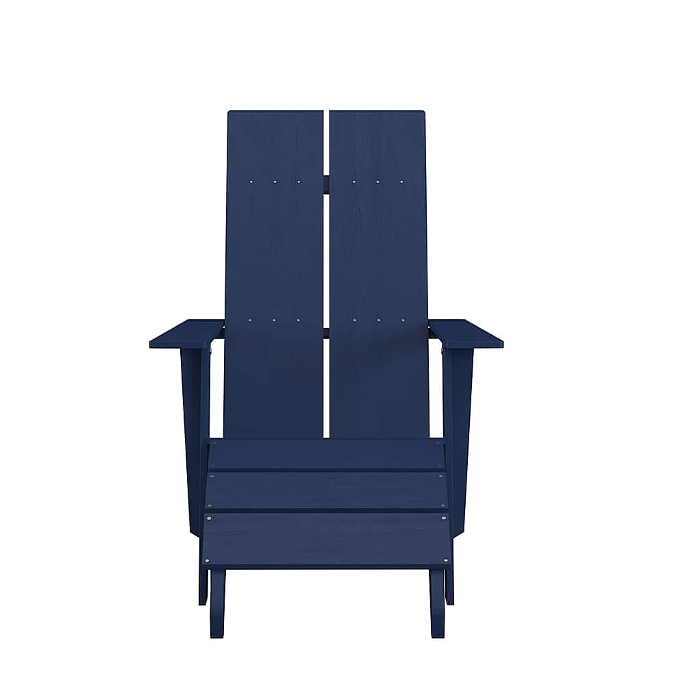 Alt View 11. Alamont Home - Sawyer Indoor/Outdoor Modern 2-Slat Adirondack Style Chair and Footrest in Navy Blue - Navy.