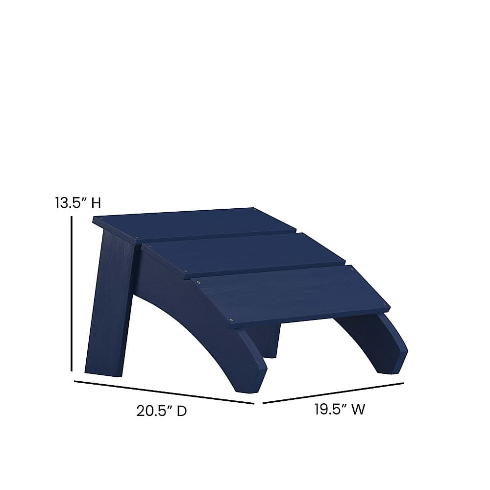 Alt View 14. Alamont Home - Sawyer Indoor/Outdoor Modern 2-Slat Adirondack Style Chair and Footrest in Navy Blue - Navy.