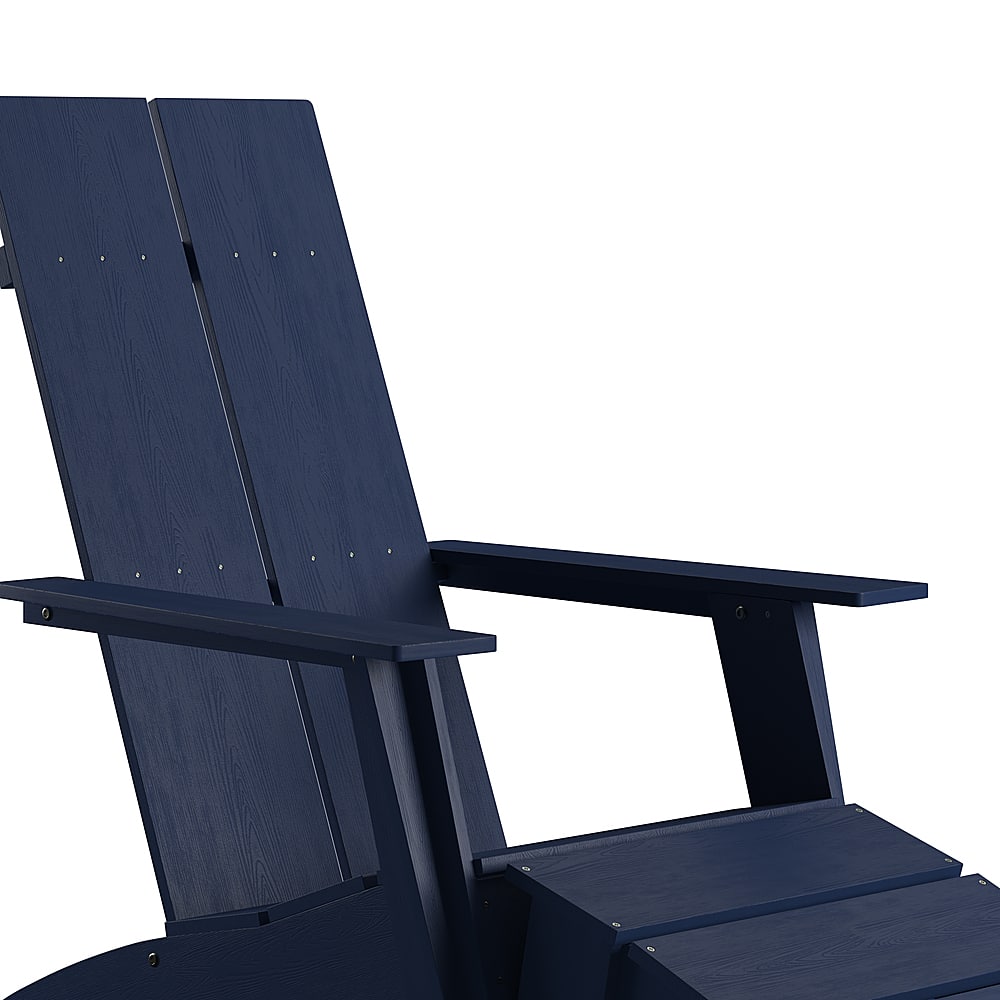 Alt View 16. Alamont Home - Sawyer Indoor/Outdoor Modern 2-Slat Adirondack Style Chair and Footrest in Navy Blue - Navy.