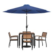 Flash Furniture - Lark Outdoor Square Modern  7 Piece Patio Set - Navy - Front_Zoom