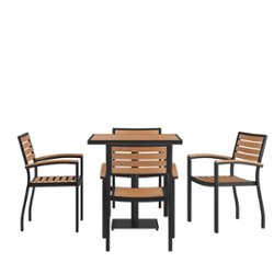 Flash Furniture - Lark Outdoor Square Modern  5 Piece Patio Set - Teak - Front_Zoom