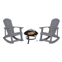Flash Furniture - Savannah Rocking Patio Chairs and Fire Pit - Gray - Front_Zoom