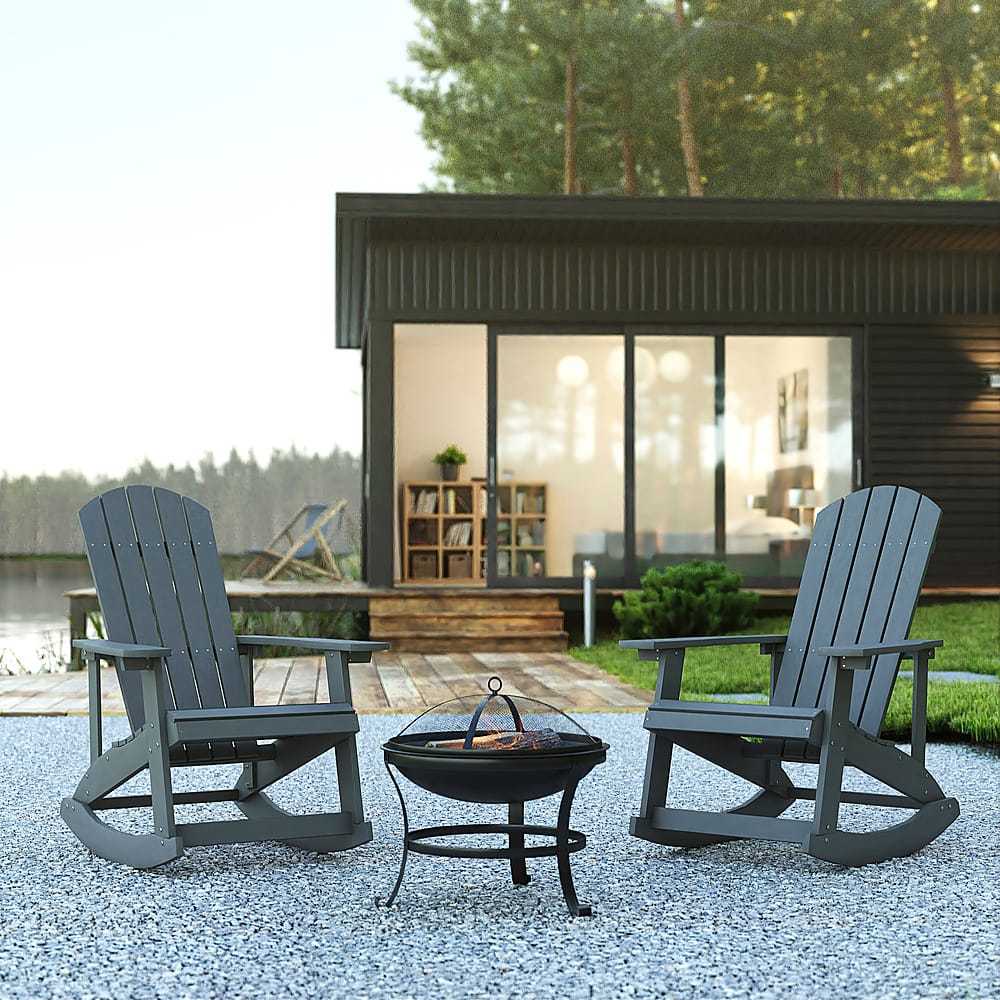 Best Buy: Flash Furniture Savannah Rocking Patio Chairs and Fire Pit ...