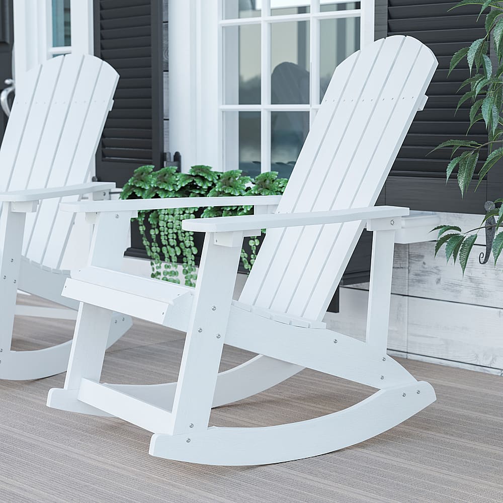 Alt View 12. Alamont Home - Savannah Adirondack Style Poly Resin Wood Rocking Chair for Indoor/Outdoor Use - White - White.