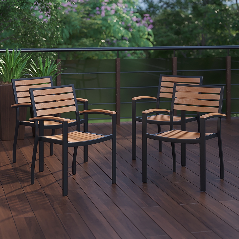 Stackable King Louis Chair-Dark Natural Rattan Set Of 4 By Atlas