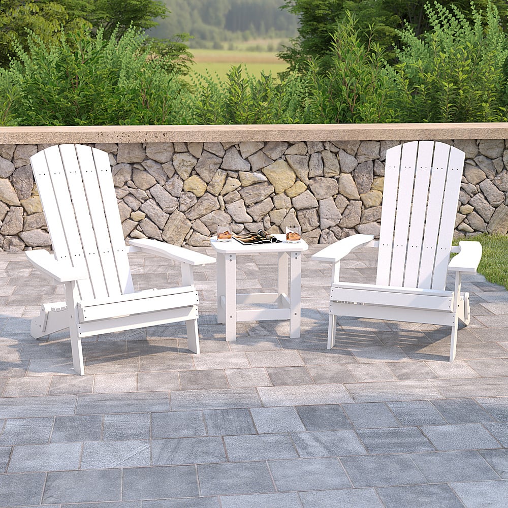 Alt View 11. Alamont Home - Charlestown Outdoor Rectangle Cottage Resin 3 Piece Patio Set - White.