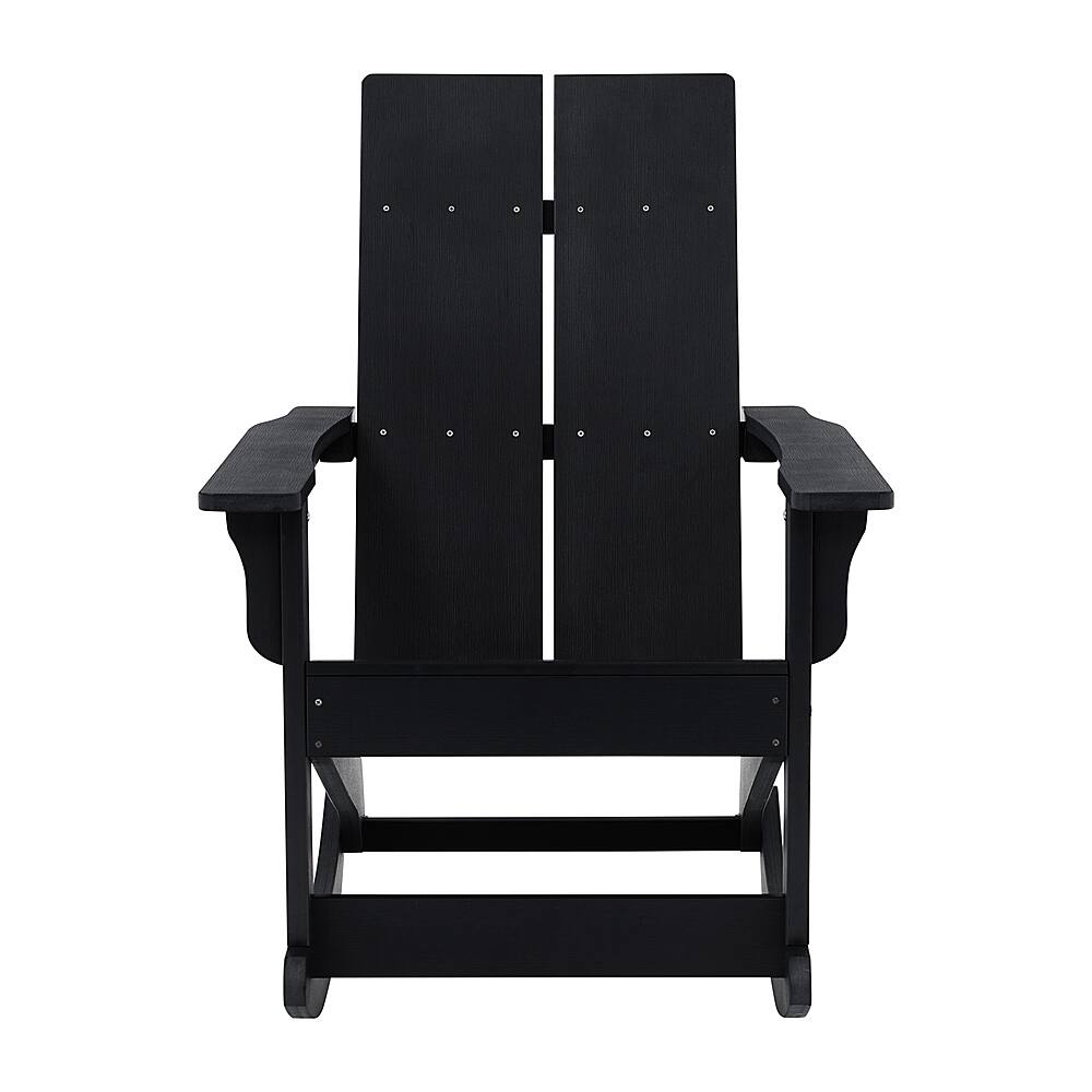 Alt View 11. Alamont Home - Finn Indoor/Outdoor modern 2-Slat Adirondack Poly Resin Rockers in Black - Set of 2 - Black.
