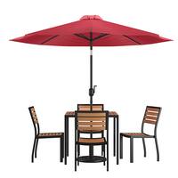 Alamont Home - Lark Outdoor Square Modern 7 Piece Patio Set - Red - Front_Zoom