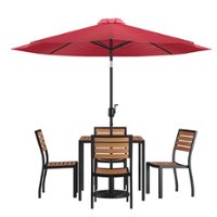 Flash Furniture - Lark Outdoor Square Modern  7 Piece Patio Set - Red - Front_Zoom