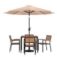 Flash Furniture - Lark Outdoor Square Modern  7 Piece Patio Set - Tan - Front_Zoom