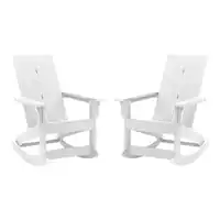Alamont Home - Finn Indoor/Outdoor modern 2-Slat Adirondack Poly Resin Rockers - Set of 2 - White - Front_Zoom