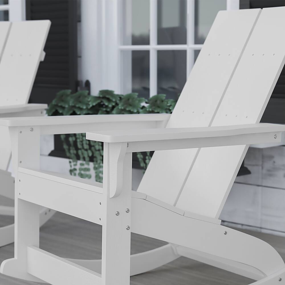 Alt View 14. Alamont Home - Finn Indoor/Outdoor modern 2-Slat Adirondack Poly Resin Rockers in White - Set of 2 - White.