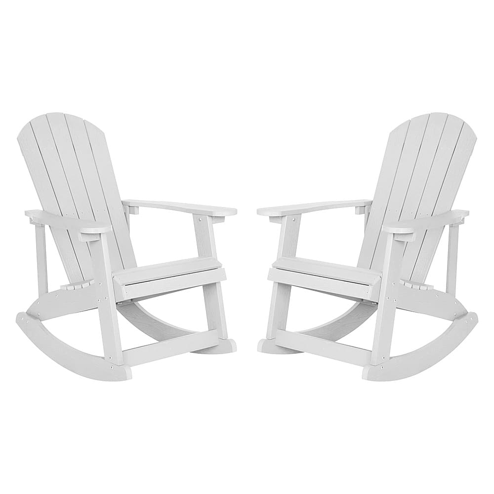 Alamont Home - Savannah Adirondack Poly Resin Rocking Chairs for Indoor/Outdoor Use - 2 Pack - White - Front_Zoom