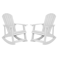 Flash Furniture - Savannah Adirondack Poly Resin Rocking Chairs for Indoor/Outdoor Use in Navy - 2 Pack - White - Front_Zoom