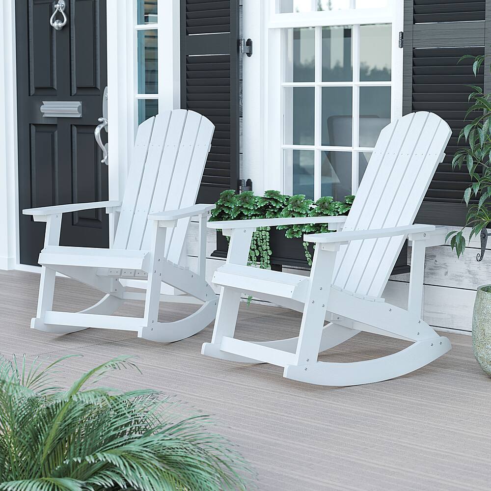 Alt View 12. Alamont Home - Savannah Adirondack Poly Resin Rocking Chairs for Indoor/Outdoor Use in White - 2 Pack - White.